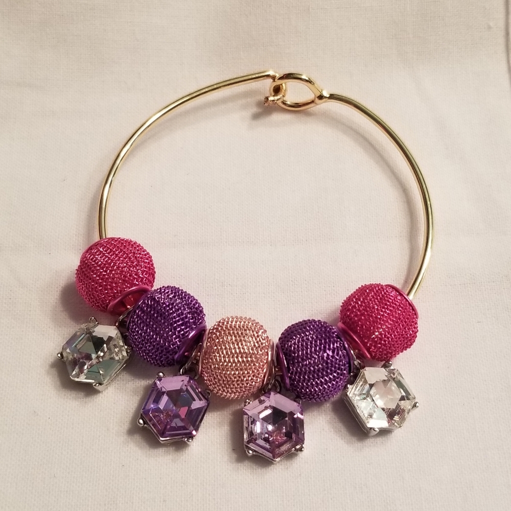 🎉HP💜 Fun mesh pink & purple hook & loop bracelet